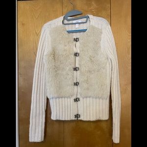 Loft Faux Fur & Knit Sweater Size Large